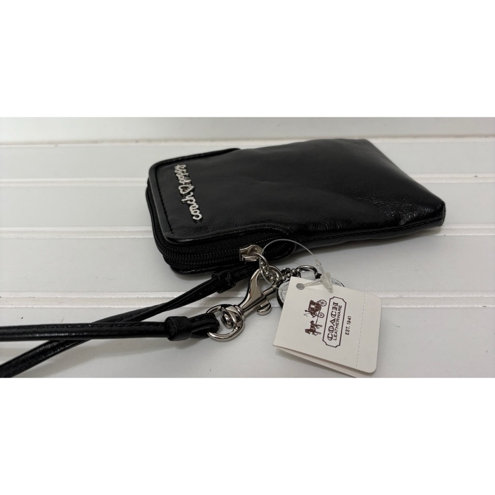 COACH Black Poppy Patent Leather Y2K Vintage Wristlet Wallet New W Tags - Picture 3 of 5